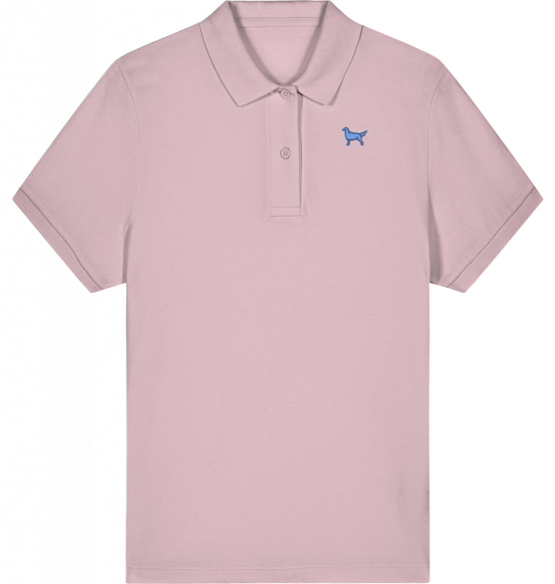 Polo Shirt Damen Organic Flat Coated Retriever blau