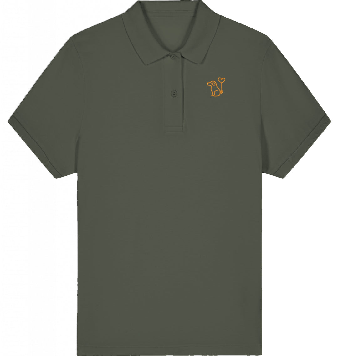 Polo Shirt Damen Organic Art Dog gold