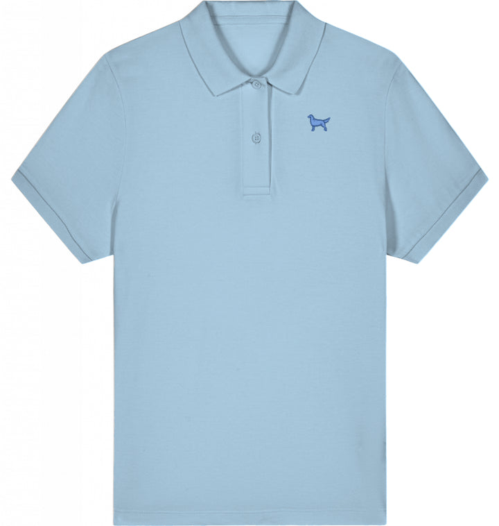 Polo Shirt Damen Organic Flat Coated Retriever blau