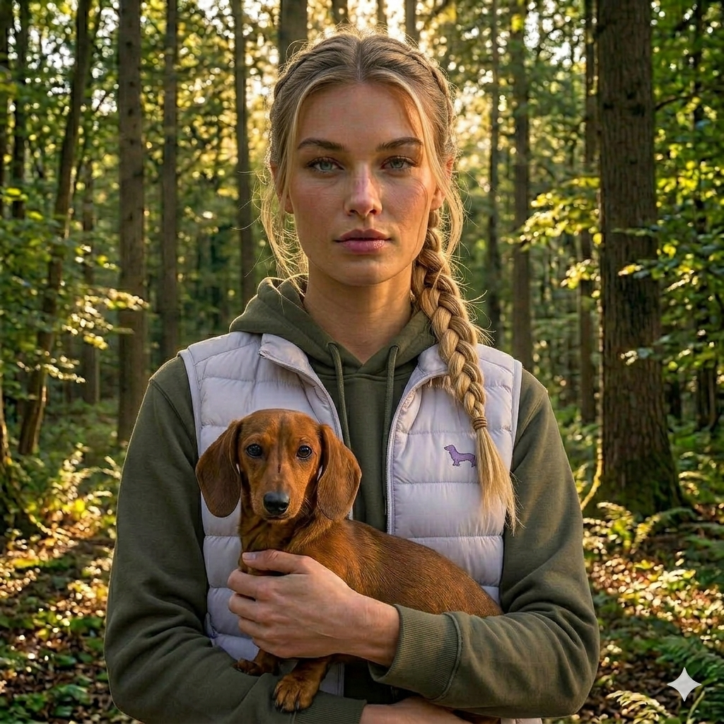 Daunenweste Damen - Dackel lila