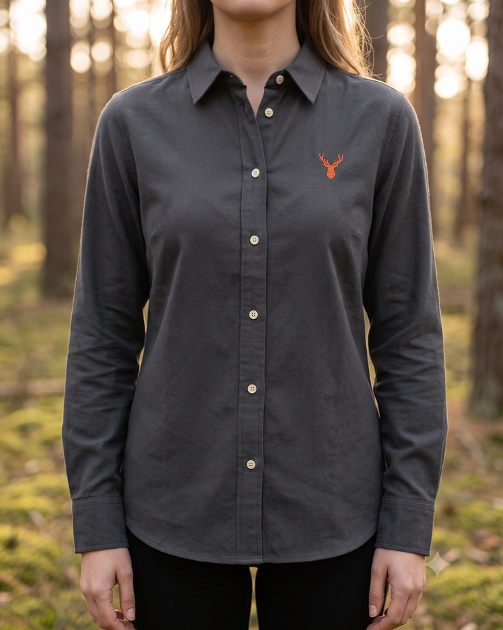 Oxford Bluse Damen - Geweih orange