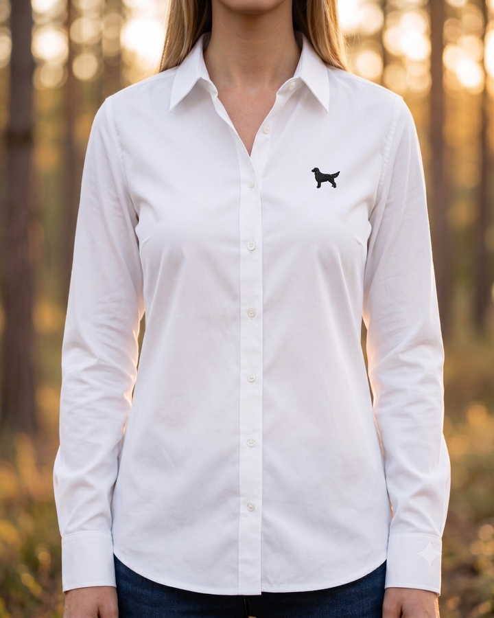 Oxford Bluse Damen - Flat Coated Retriever schwarz