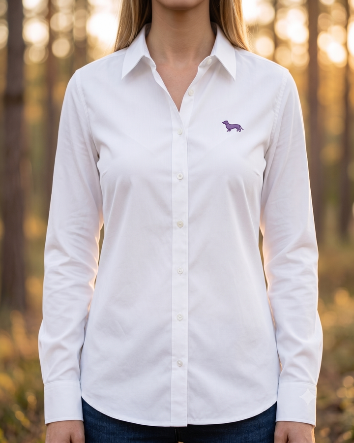 Oxford Bluse Damen - Dackel lila