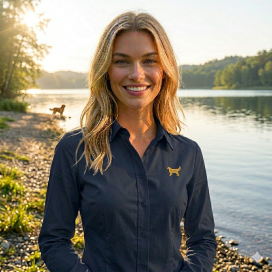Oxford Bluse Damen - Golden Retriever gold