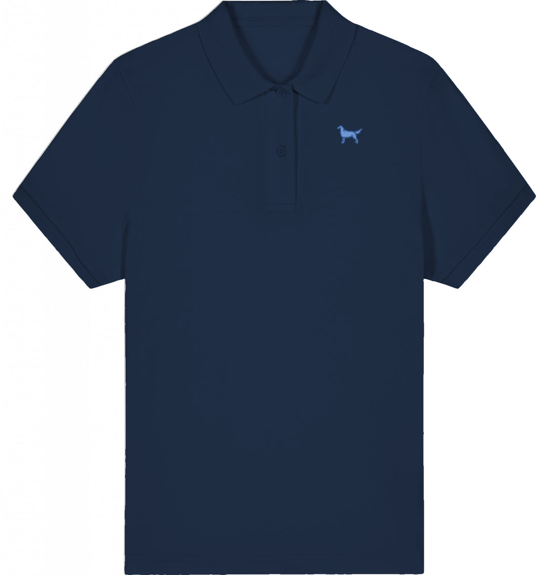 Polo Shirt Damen Organic Flat Coated Retriever blau