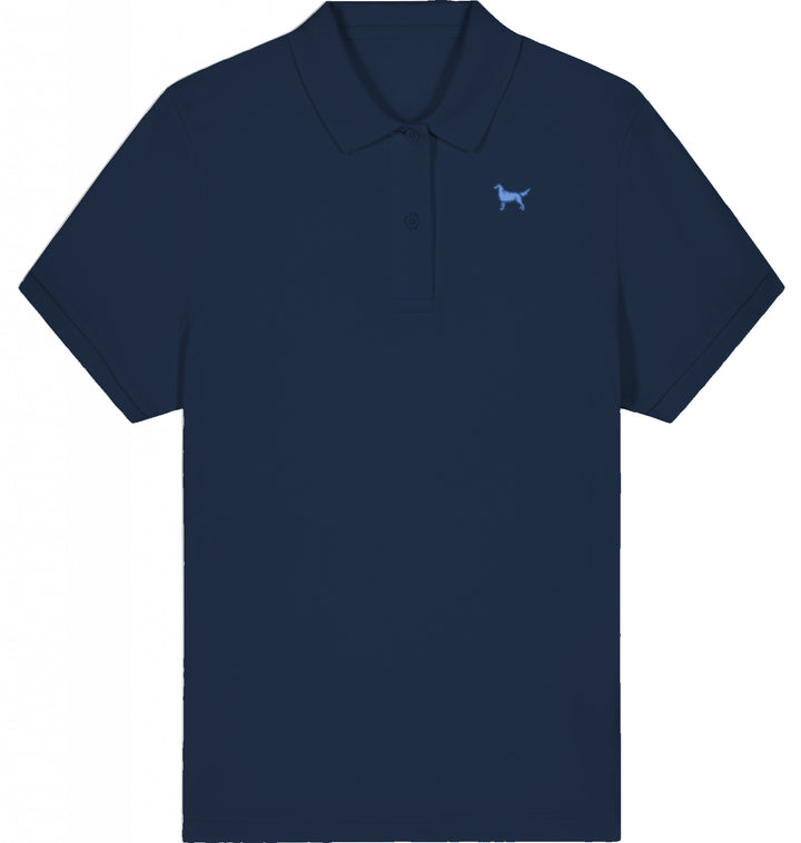 Polo Shirt Damen Organic Flat Coated Retriever blau