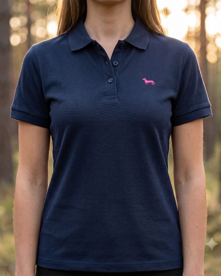 Polo Shirt Damen Organic Dackel pink