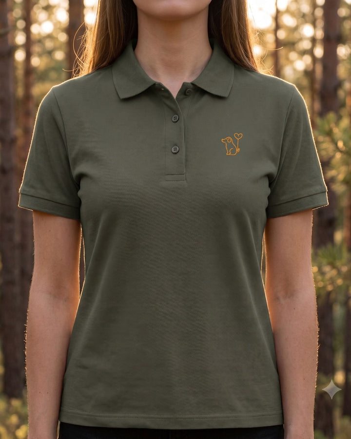 Polo Shirt Damen Organic Art Dog gold
